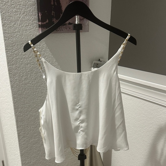 Nicki Minaj Tops - Nicki Minaj White Camisole with Gold Chain Straps